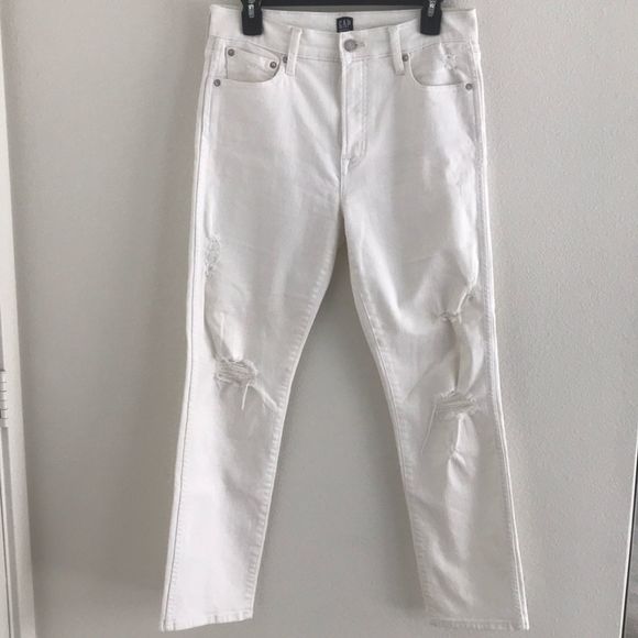 Gap Slim Straight Distressed Jeans White Size 29 - Picture 1 of 12
